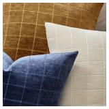 MIULEE Decorative Chenille Check Throw Pillow Covers Vintage Plaid Couch Pillows 20x20 Inch Set of 2 Neutral Boho Farmhouse Cushion Covers Modern Home Decor for Sofa Bed Living Room Brown Sugar