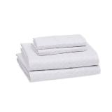 Amazon Basics Lightweight Super Soft, Wrinkle Free Breathable Microfiber 4 Piece Bed Sheet Set With 14-Inch Deep Pockets, Full, Gray Crosshatch, Printed