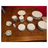 Bristol china White Dinnerware Set with Silver Trim S-3213
