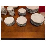 Bristol china White Dinnerware Set with Silver Trim S-3213