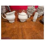 Bristol china White Dinnerware Set with Silver Trim S-3213