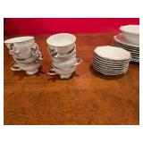 Bristol china White Dinnerware Set with Silver Trim S-3213
