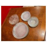 Clear Glass Floral Pattern Plates And Bowls