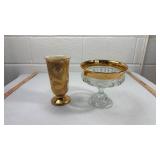 Gold Rimmed Glass Dessert Set