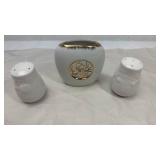 Japanese Bird Design Salt and Pepper Set with Gold Trim