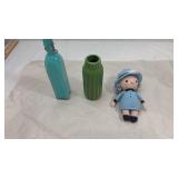 Decorative Glass Set with Handmade Doll