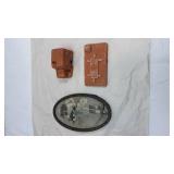 Terracotta Southwest Pottery and Oval Portrait Frame Set