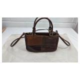 Brown Embossed Leather Crossbody Handbag