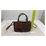 Brown Embossed Leather Crossbody Handbag