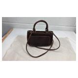 Brown Embossed Leather Crossbody Handbag