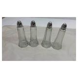 Set of 4 Glass Salt and Pepper Shakers with Chrome Tops