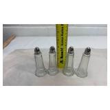 Set of 4 Glass Salt and Pepper Shakers with Chrome Tops