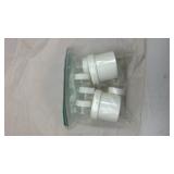 White Plastic   Pitcher with Lid and Extra Cups Set