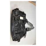 Black Faux Croc Embossed Shoulder Bag