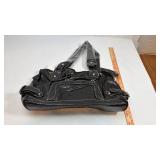 Black Faux Croc Embossed Shoulder Bag