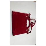 Red Velvet Shoulder Bag with Cut-out Handles