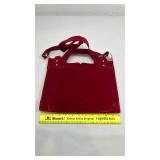 Red Velvet Shoulder Bag with Cut-out Handles