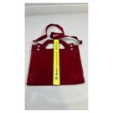 Red Velvet Shoulder Bag with Cut-out Handles
