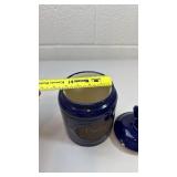 Blue Ceramic Rooster Cookie Jar