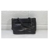 Black Leather Multi-Pocket Shoulder Bag