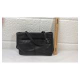 Black Leather Multi-Pocket Shoulder Bag