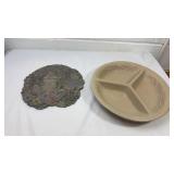 Decorative Garden Scene Clay Mold and Plate Set