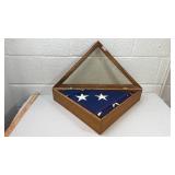 Military American Flag Triangle Display Case
