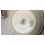 Ceramic Dinnerware Set with Blue and Red Stripes