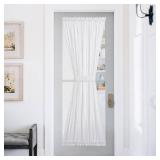 Lined Look Door Panel - Semitransparent Voile Window Curtain Panel Semi Sheer for Patio/Sliding Glass Door with One Bonus Tieback, 52 Width by 72" Length, White - Retail: $18"