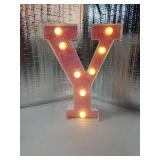 LED Letter Lights Pink Glitter Marquee Letters Light Up Alphabet Letters Sign Battery Powered for Home Party Decoration Night Bar Wedding Birthday Christmas Lamp Girls Gift - Letter Y - Retail: $9
