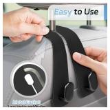 Car Seat Headrest Hooks - 2 Pack Universal Car Purse Hook, Leather Car Bag Purse Holder with Double Metal Hooks for Handbags, Grocery Bags, Bottles, Phones - Retail: $8