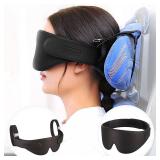 Airplane Head Strap 3D Eye Mask, Travel Pillow Alternative for Long Flight, 360Â° Support Sleep Head Hold, Stop Bobblehead, Ultra-Compact Lightweight Travel Essentials, Black - Retail: $19