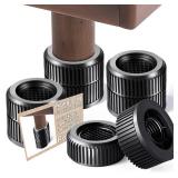 Round Bed Risers 4-Packs Adjustable Furniture Leg Extenders, Stackable(1.3 - 2.4" Hgt) Heavy Duty Anti-Slip Lifts for Couch, Desk, Chair, Cabinet, Dorm Underbed Storage(2-Layers, Black). ONE MISSING R