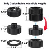 Round Bed Risers 4-Packs Adjustable Furniture Leg Extenders, Stackable(1.3 - 2.4" Hgt) Heavy Duty Anti-Slip Lifts for Couch, Desk, Chair, Cabinet, Dorm Underbed Storage(2-Layers, Black). ONE MISSING R