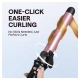 Rotating Curling Iron, Curl Cycle, 1 Inch Automatic Curling Wand for Long Hair, Get Effortless Curls with Self Spinning Barrel up to 430°F with Home Button, Dual Voltage, Rose Gold - Retail: $49