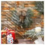12 Pcs Small Christmas Wreath Real Touch 10 Inch Christmas Kitchen Cabinet Wreaths with Bell Mini Wreaths Rustic Farmhouse Decoration for Xmas Front Door Window Home Table Pillar Decor