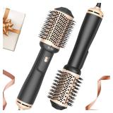 Hair Dryer Brush Blow Dryer Brush in One, 4 in 1 Hair Dryer and Styler Volumizer with Oval Barrel, Professional Salon Hot Air Brush for All Hair Types, Gold - Retail: $29