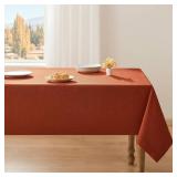 Basic Linen Textured Table Cloth, 60 x 60 Inch Dark Orange, Farmhouse Style Burnt Orange Square Tablecloth, Wrinkle Resistant Washable Heavy Weight Tablecloths - Retail: $40