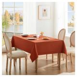 Basic Linen Textured Table Cloth, 60 x 60 Inch Dark Orange, Farmhouse Style Burnt Orange Square Tablecloth, Wrinkle Resistant Washable Heavy Weight Tablecloths - Retail: $40