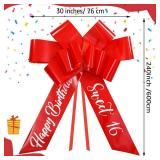 30 Inch Big Car Bow - Giant Sweet 16 Birthday Bow Gift Wrapping Decoration for Surprise Party, Birthday Decorations(Red)
