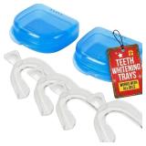 Moldable Teeth Whitening Trays for Gel Customizable Dental Mouth Guards - Compatible with Opalescence and All Gels - 4 Trays & 2 Storage Cases Thin, Trimmable, BPA-Free - Retail: $10