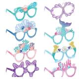 24 Pieces Mermaid Party Decorations Paper Mermaid Themed Paper Eyeglasses Under The Sea Summer Beach Photo Booth Props Birthday Party Baby Shower Supplies - Retail: $9