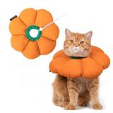 Cat Cone Collar,Cute Waterproof Recovery Collar, Anti-Bite Lick Wound Healing Safety Elizabethan e Collar for Cats, Orange Pumpkin Cat Halloween Costume - Retail: $17