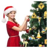 24 Pieces Construction Christmas Ornaments with Rope Trucks Excavator Hanging Wood Signs Truck Cutouts Traffic Zone Wood Xmas Decoration for Xmas Tree Home Decor - Retail: $6