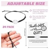 24 Pieces Volleyball Charm Bracelet Adjustable Woven Jewelry volleyball gifts with Cardboard Braided Rope Bracelets for Teens Female Most Team Players - Retail: $17