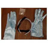Princess Costume Accessories Blue Headband Choker Earrings Long Gloves for Women Halloween Cosplay Dress up for Cinderella - Retail: $13