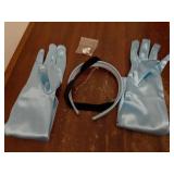 Princess Costume Accessories Blue Headband Choker Earrings Long Gloves for Women Halloween Cosplay Dress up for Cinderella - Retail: $13