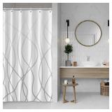 Ombre Grey White Striped Small Shower Curtain for Bathroom 36x72", Geometric Stall RV Shower Curtain Set with Hooks 72 Inches Long Fabric Waterproof Hotel Bath Accessories Machine Washable - Retail: $