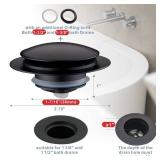 Matte Black Tub Drain Stopper, Hidrop Pop Up Universal Tub Drain Tip Toe Bathtub Drain Stopper, Fit 1.375 to 1.5 Inches, Replaces Lift and Turn, Tip-Toe and Trip Lever Drains for Tub, EZ Installation 