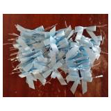 50 Pack Satin Twist Tie Bows for Gift Bags & Party Favors, 2.5 Inch Pre-Tied Ribbon Bows for Gift Wrapping, Birthday & Wedding Event Decorations - Blue - Retail: $9
